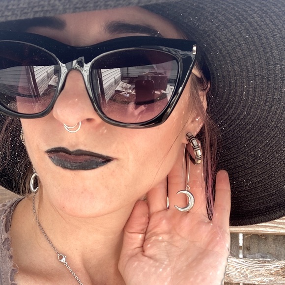 Moon Goddess Heavy Stainless Steel Earrings - Picture 8 of 12